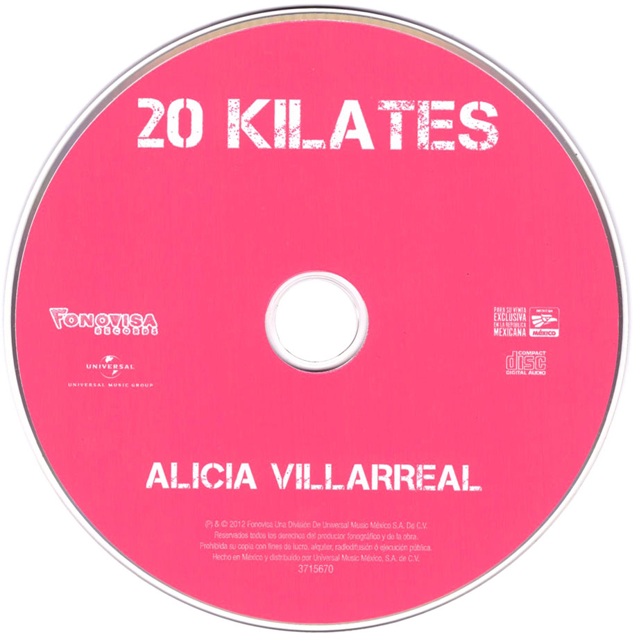 Cartula Cd de Alicia Villarreal - 20 Kilates