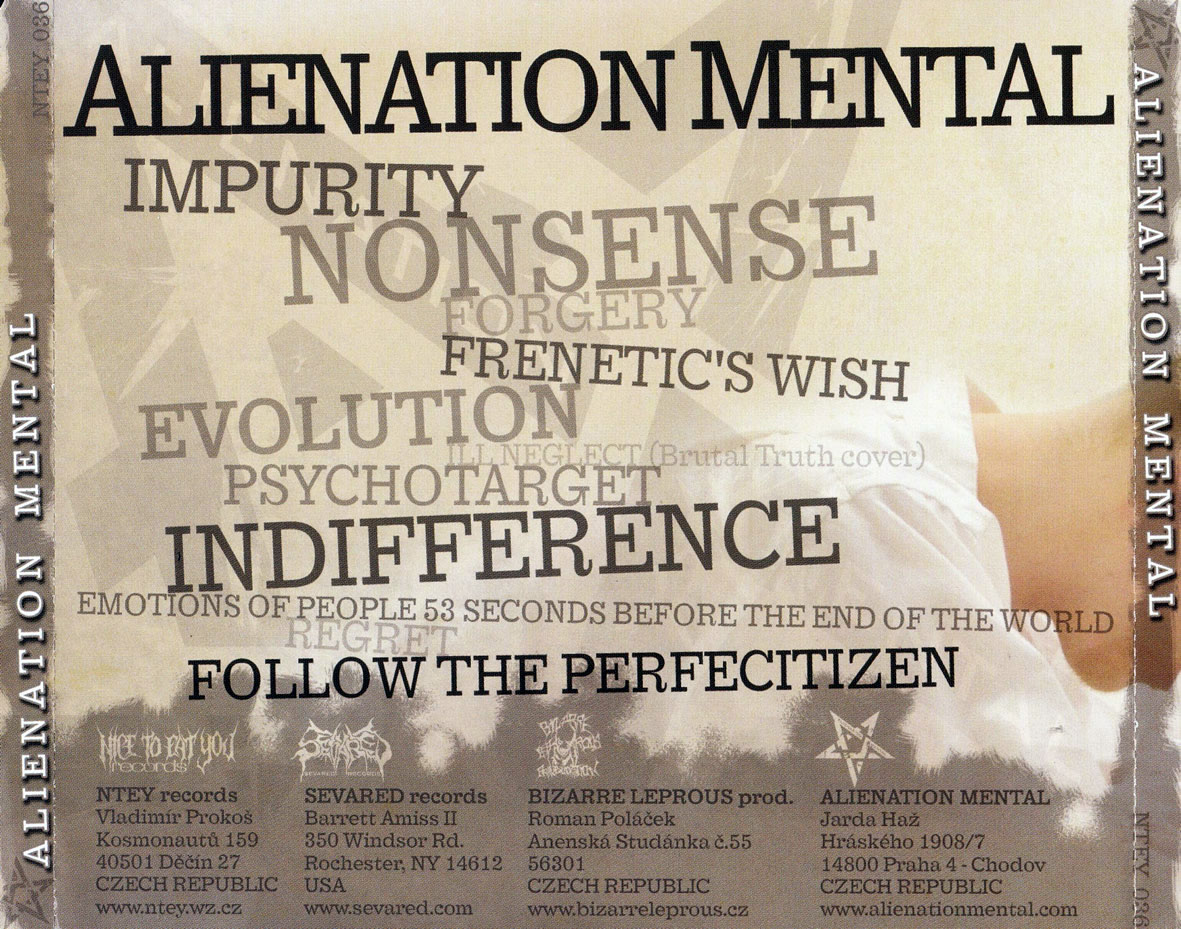 Cartula Trasera de Alienation Mental - Alienation Mental