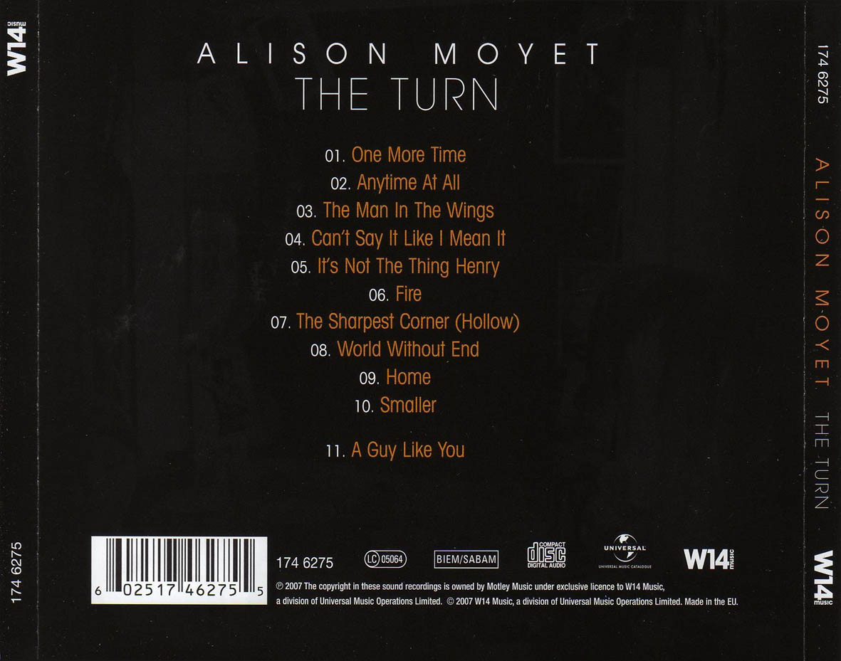 Cartula Trasera de Alison Moyet - The Turn