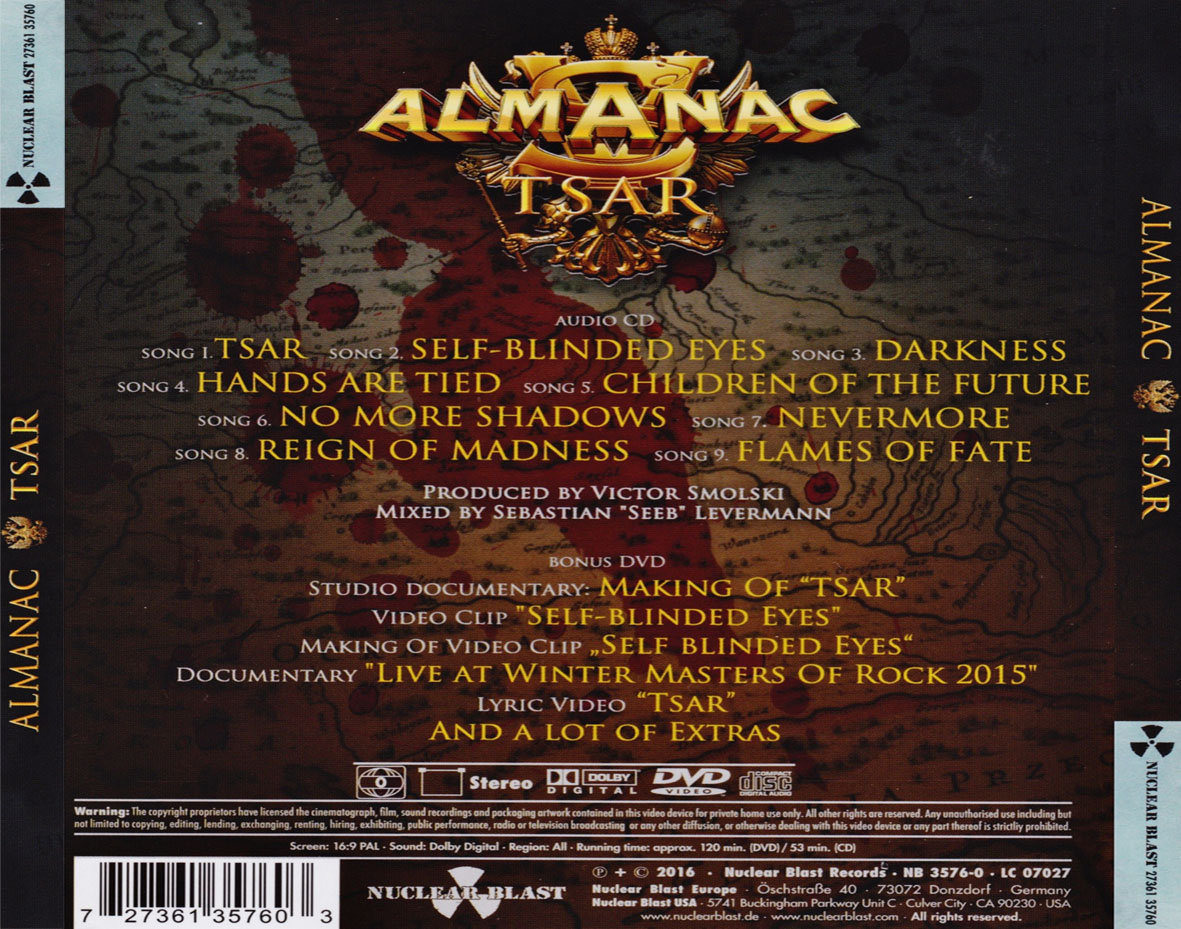 Cartula Trasera de Almanac - Tsar (Limited Edition)
