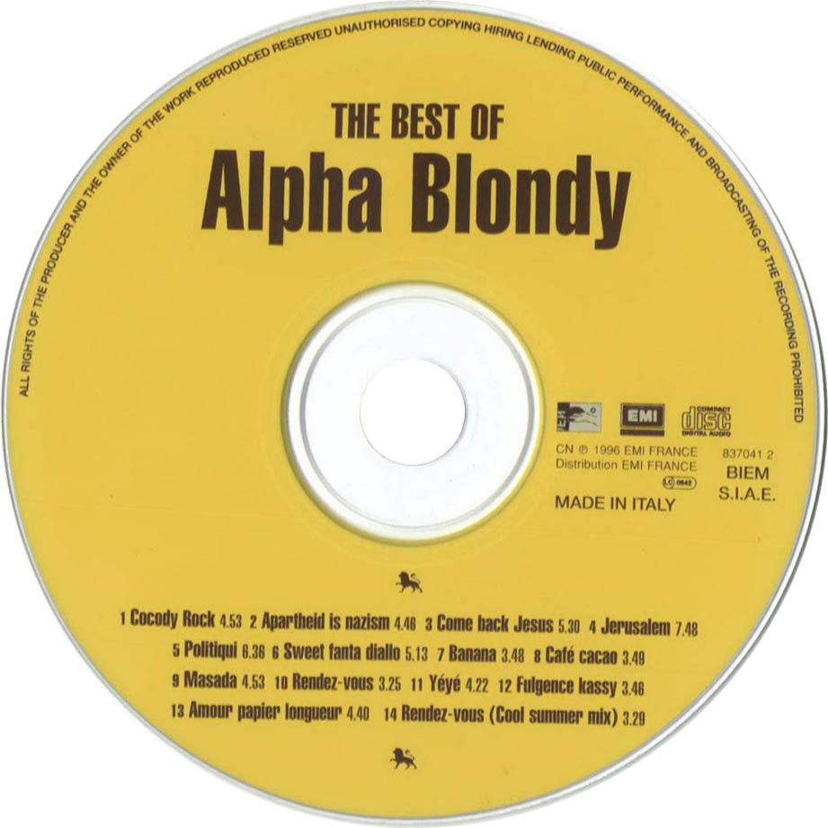 Cartula Cd de Alpha Blondy - The Best Of Alpha Blondy