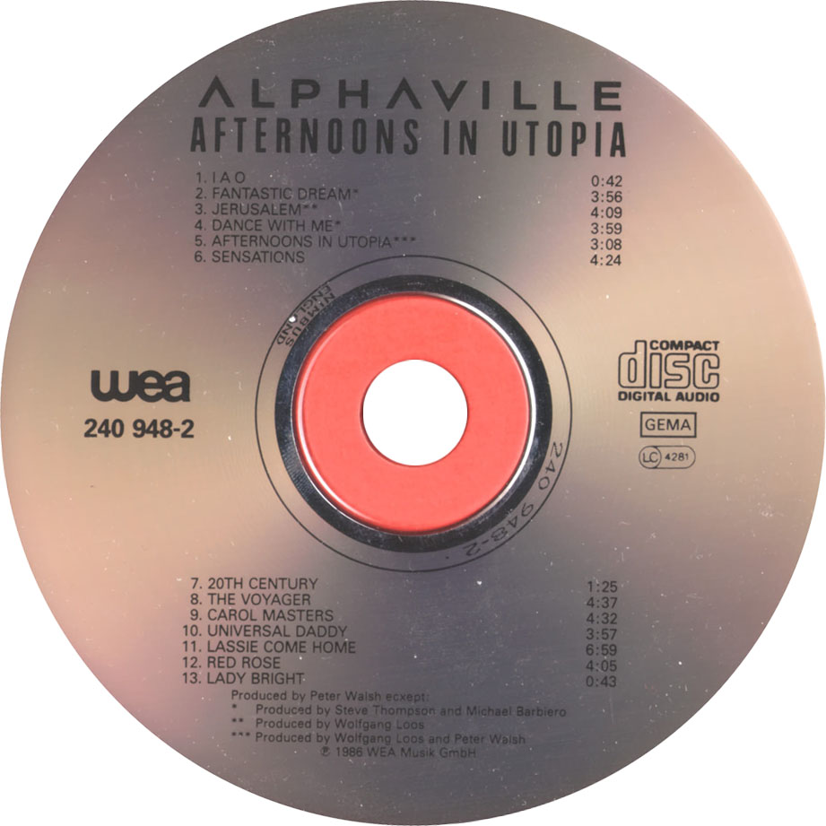 Cartula Cd de Alphaville - Afternoons In Utopia