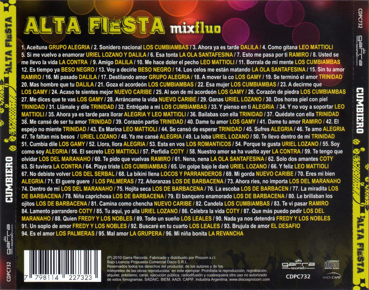 Cartula Trasera de Alta Fiesta Mix Fluo