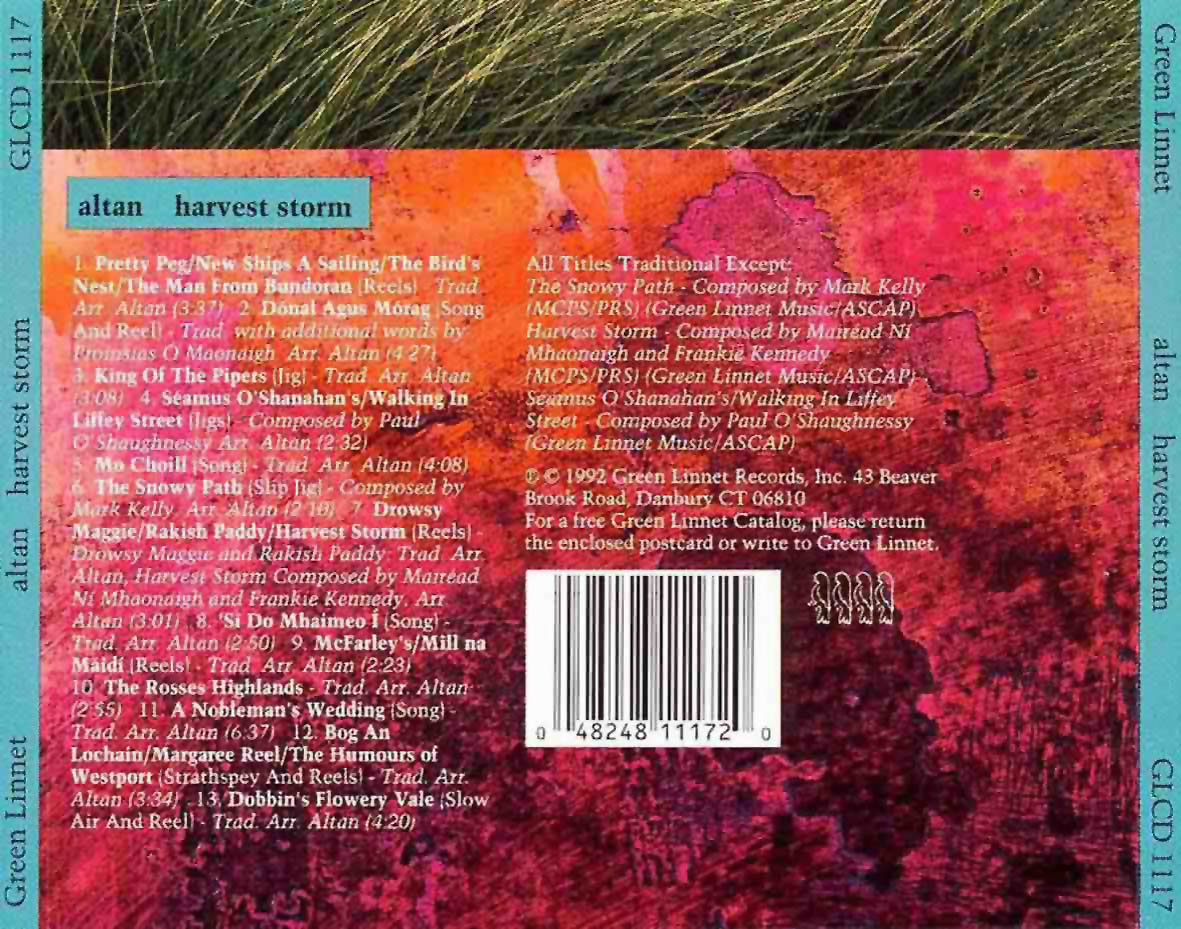 Cartula Trasera de Altan - Harvest Storm