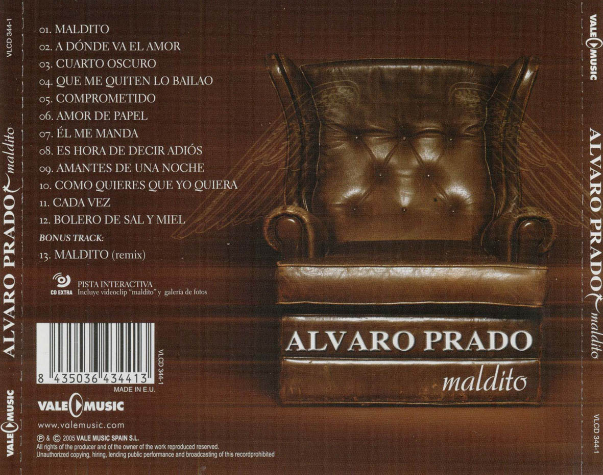 Cartula Trasera de Alvaro Prado - Maldito