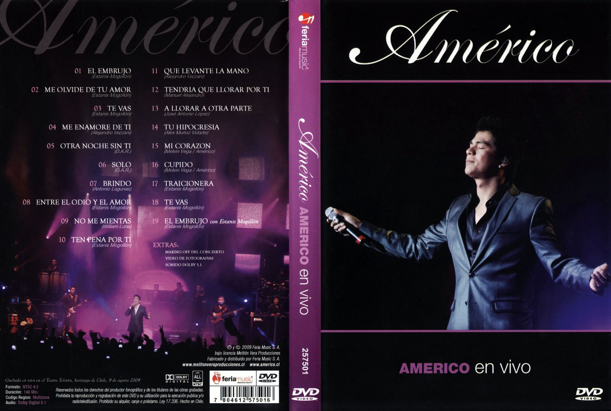 Cartula Caratula de Americo - Americo En Vivo (Dvd)