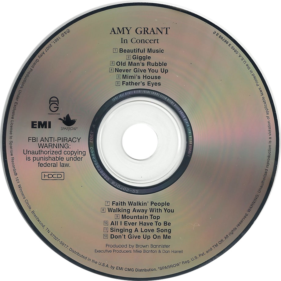 Cartula Cd de Amy Grant - In Concert