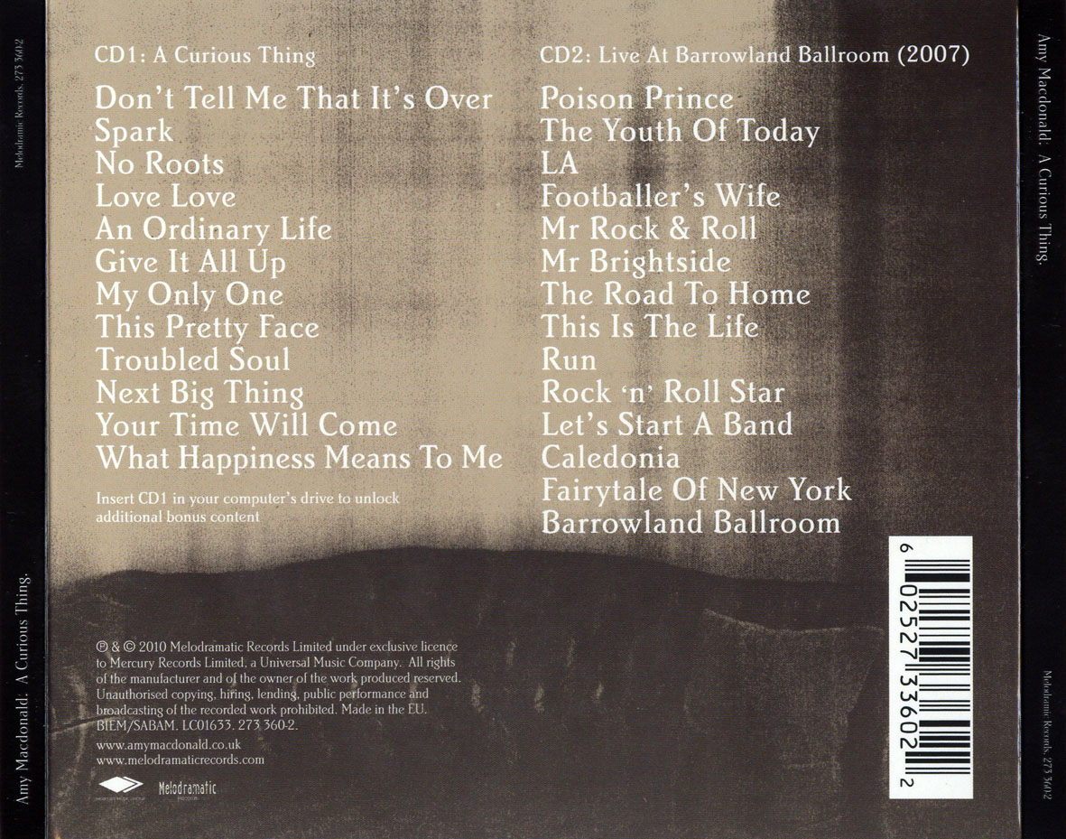 Cartula Trasera de Amy Macdonald - A Curious Thing (Deluxe Edition)