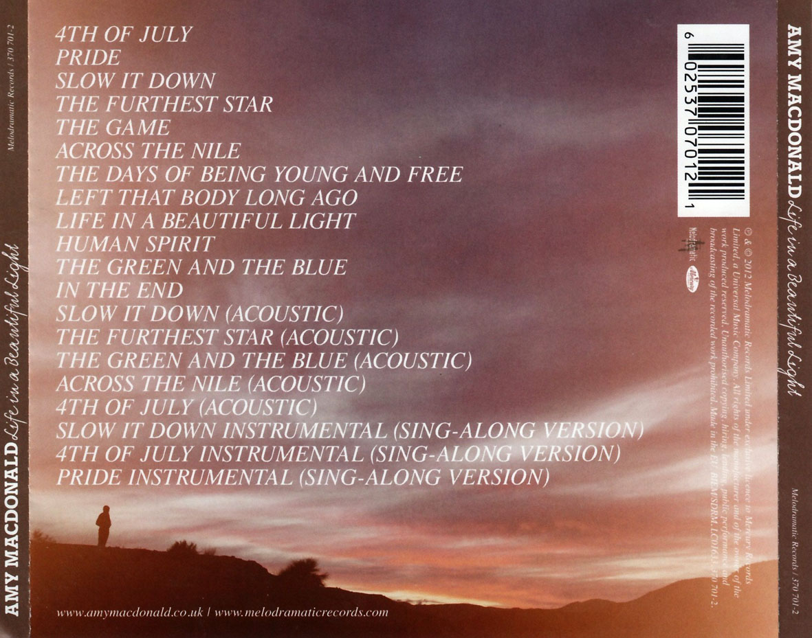 Cartula Trasera de Amy Macdonald - Life In A Beautiful Light (Deluxe Edition)