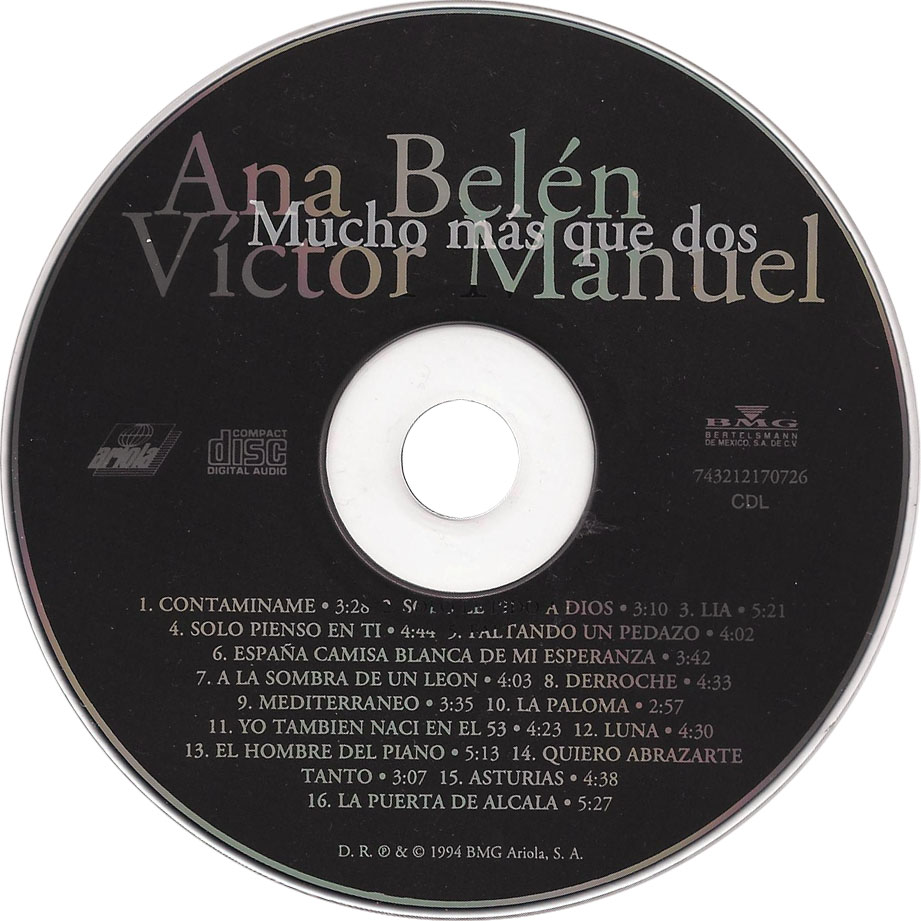 Cartula Cd de Ana Belen Y Victor Manuel - Mucho Mas Que Dos