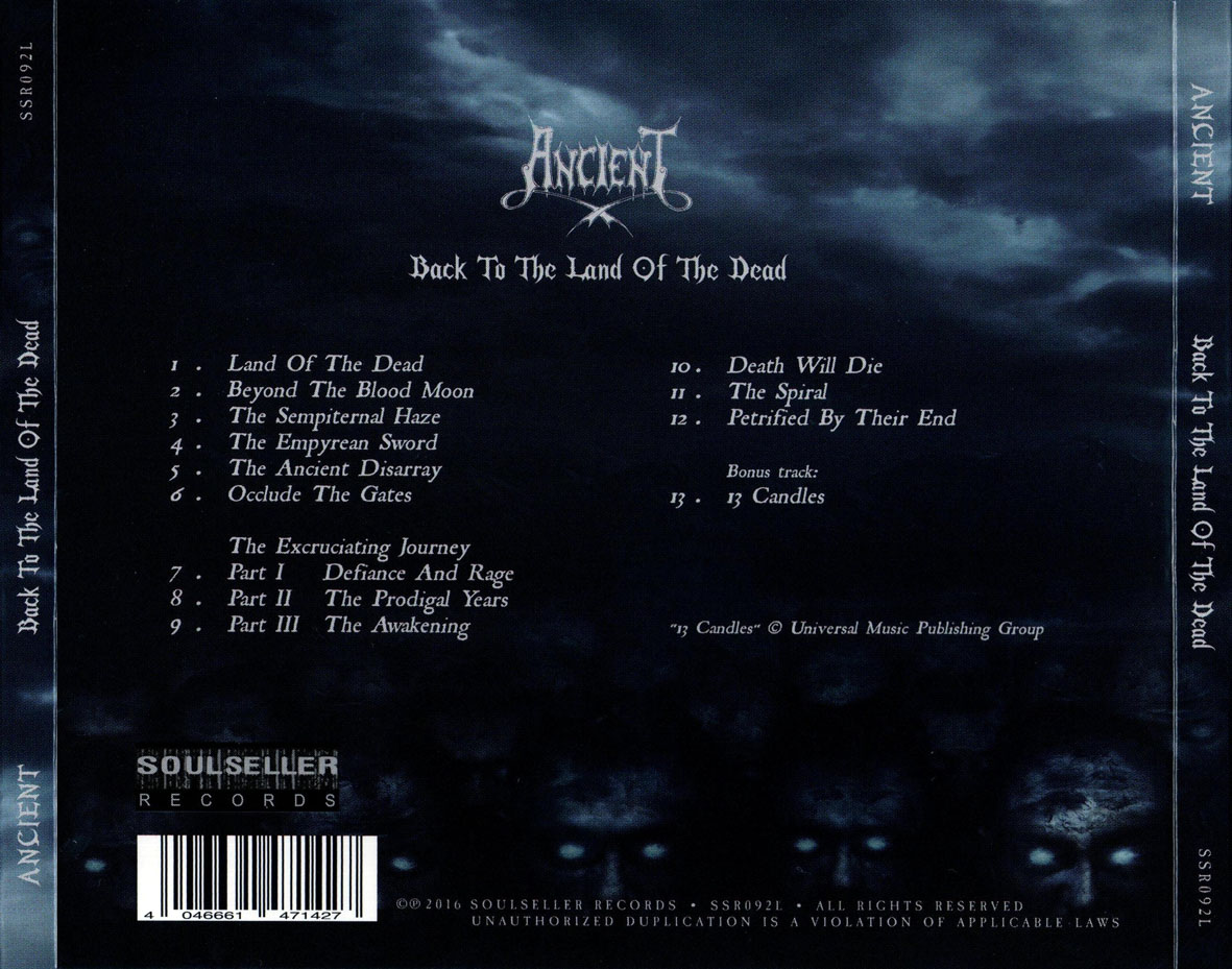 Cartula Trasera de Ancient - Back To The Land Of The Dead