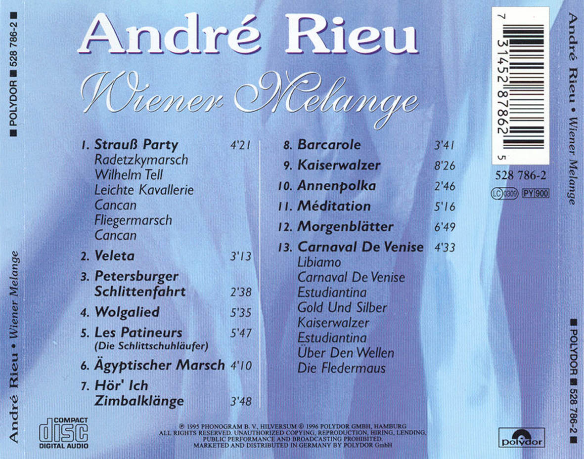 Cartula Trasera de Andre Rieu - Wiener Melange