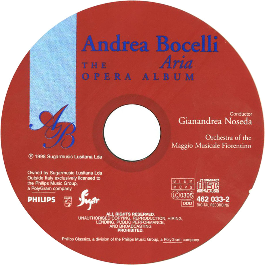 Cartula Cd de Andrea Bocelli - Aria: The Opera Album