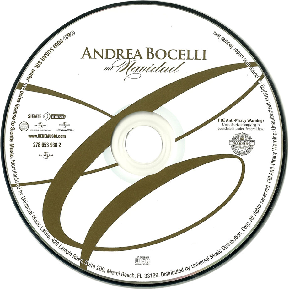 Cartula Cd de Andrea Bocelli - Mi Navidad