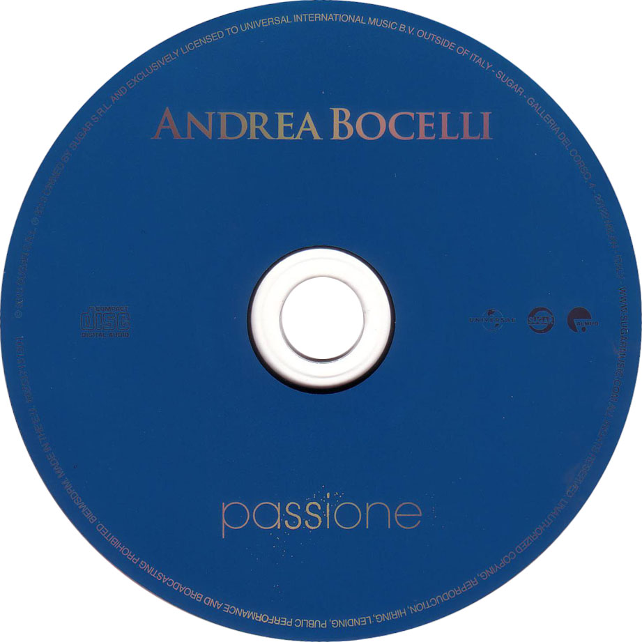 Cartula Cd de Andrea Bocelli - Passione