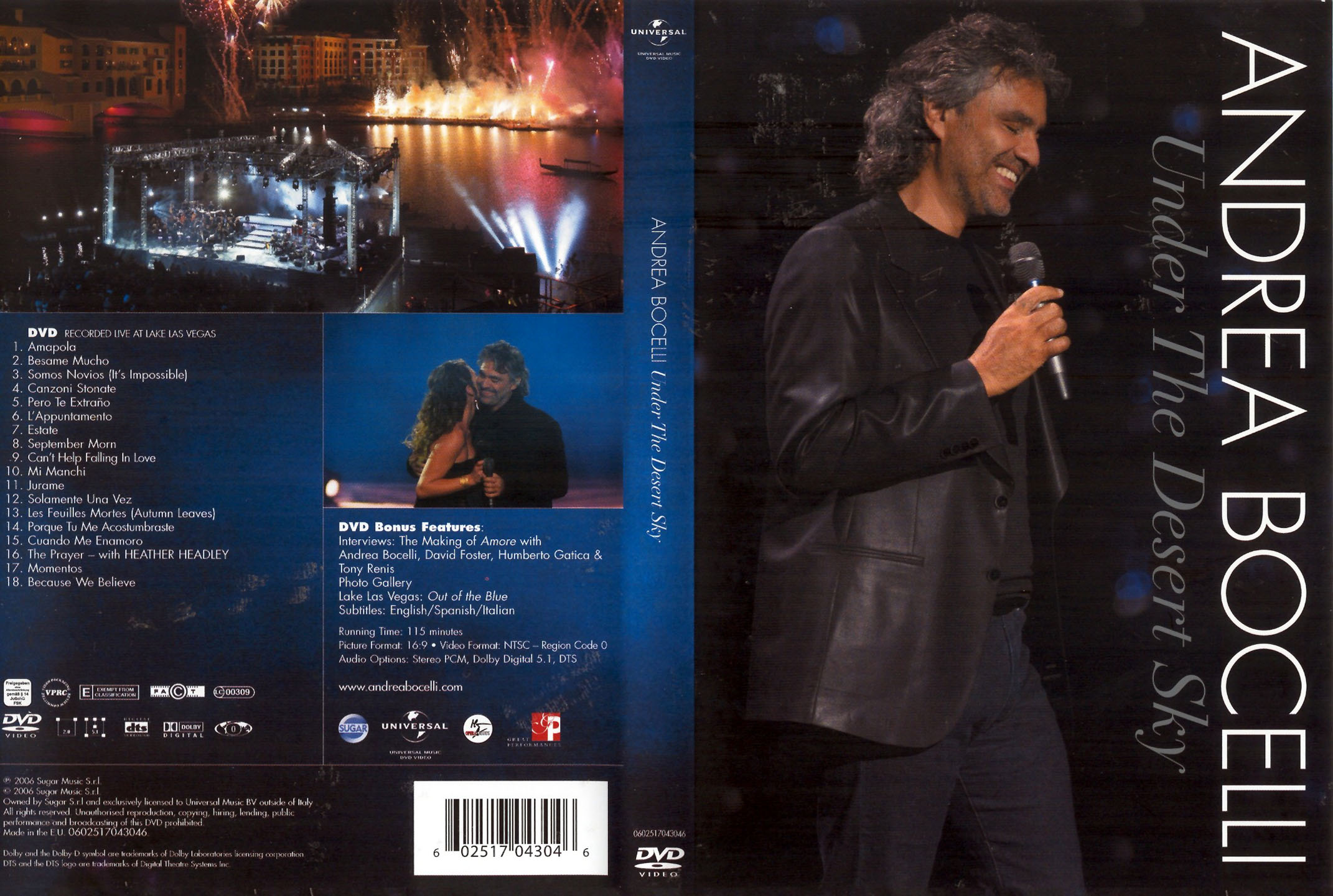 Cartula Caratula de Andrea Bocelli - Under The Desert Sky (Dvd)