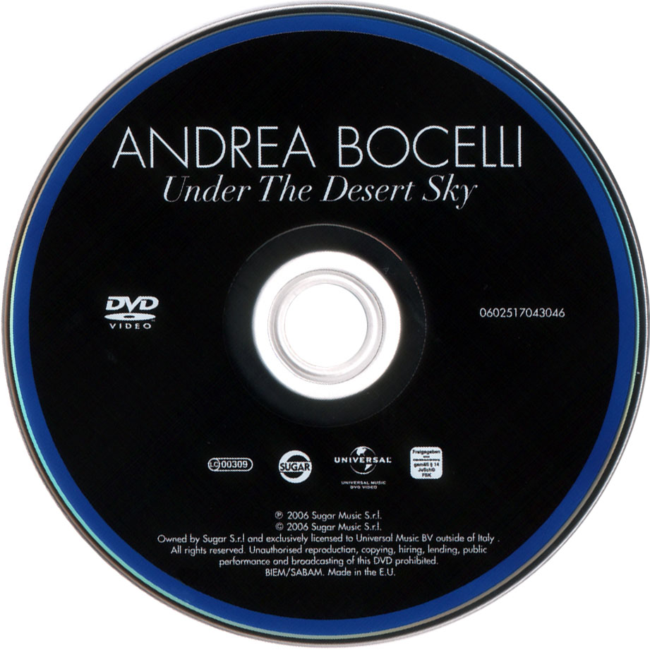 Cartula Dvd de Andrea Bocelli - Under The Desert Sky (Dvd)
