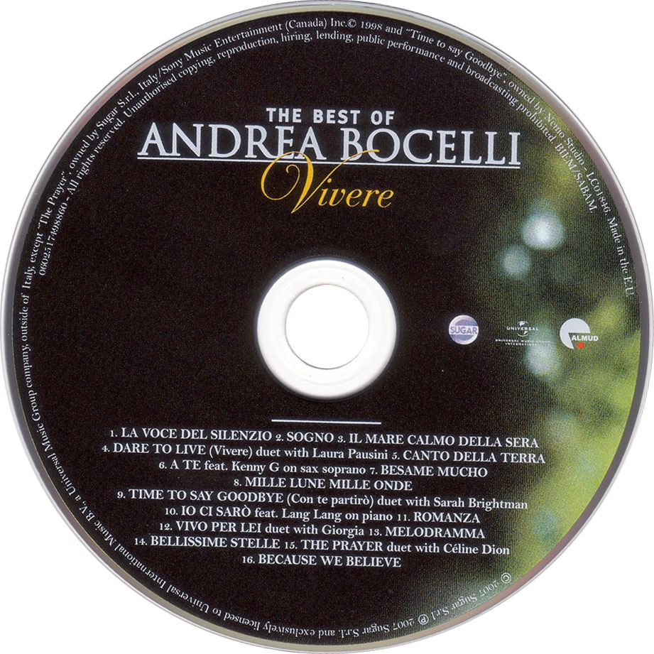 Cartula Cd de Andrea Bocelli - Vivere: The Best Of Andrea Bocelli (Deluxe Edition)