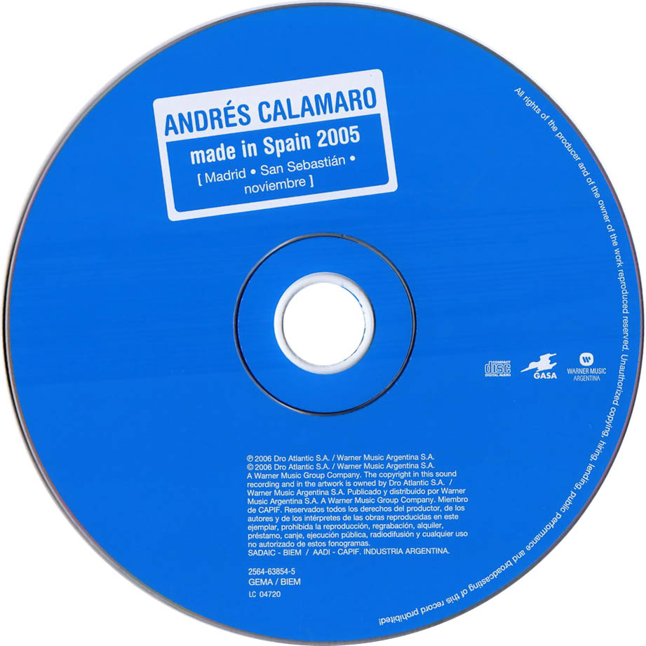 Cartula Cd de Andres Calamaro - Made In Argentina