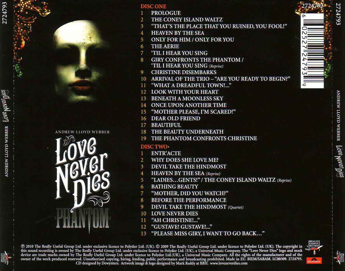 Cartula Trasera de Andrew Lloyd Webber - Love Never Dies