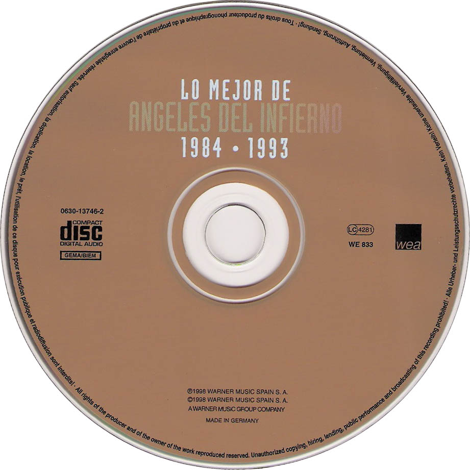 Carátula Cd de Angeles Del Infierno - Lo Mejor De Angeles Del Infierno 1984-1993
