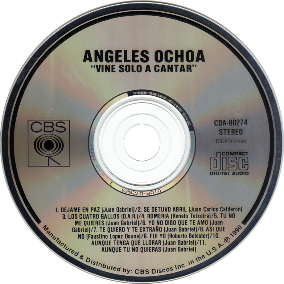 Cartula Cd de Angeles Ochoa - Vine Solo A Cantar