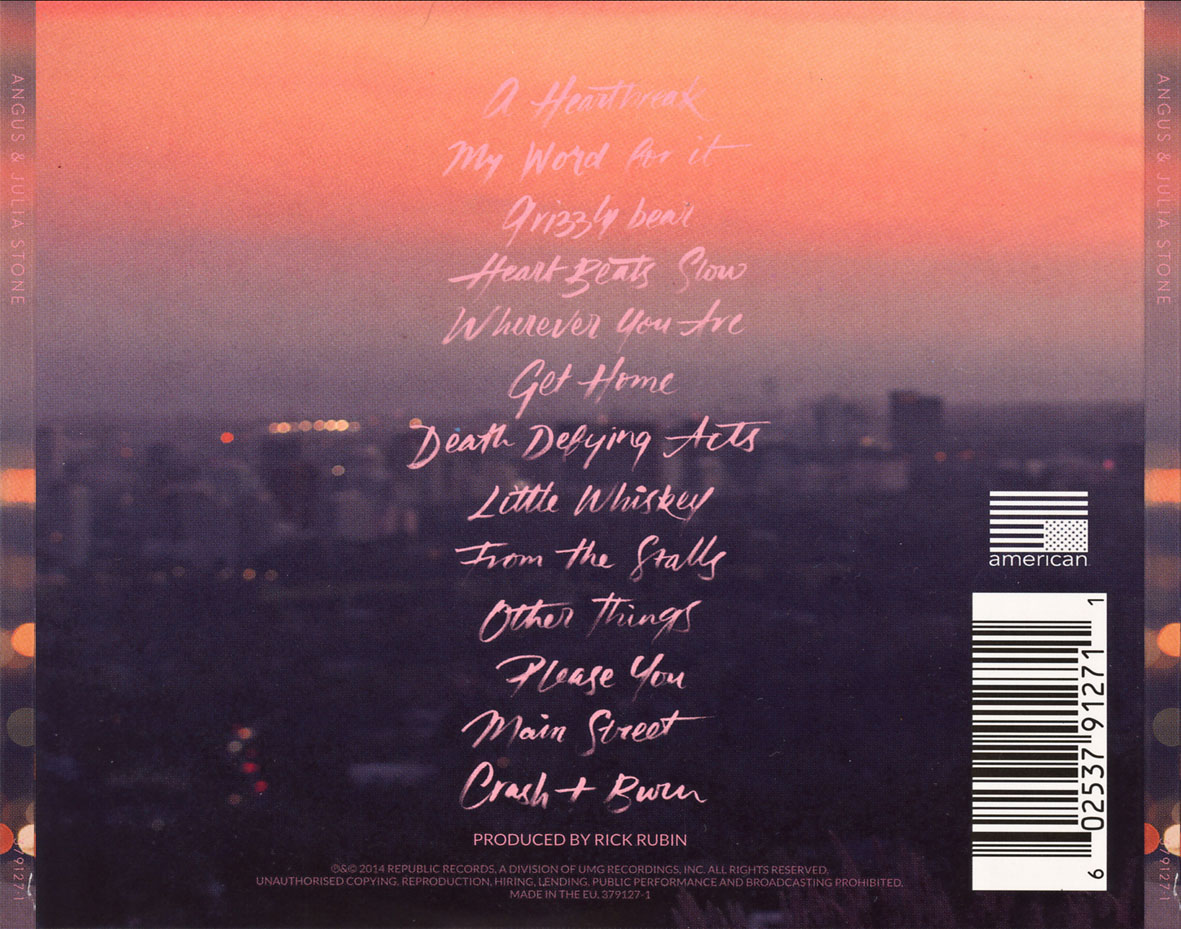 Car�tula Trasera de Angus & Julia Stone - Angus & Julia Stone