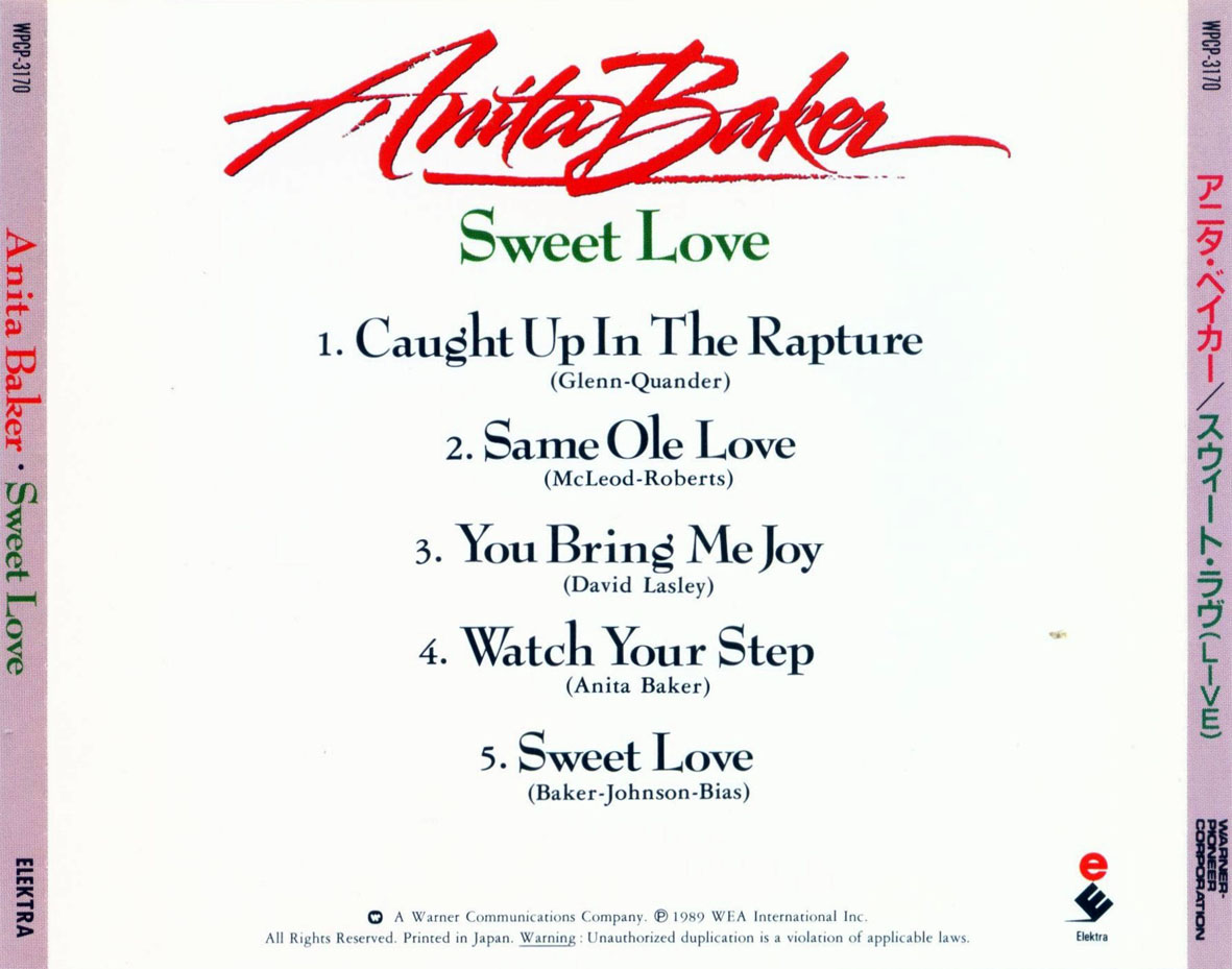 Cartula Trasera de Anita Baker - Sweet Love