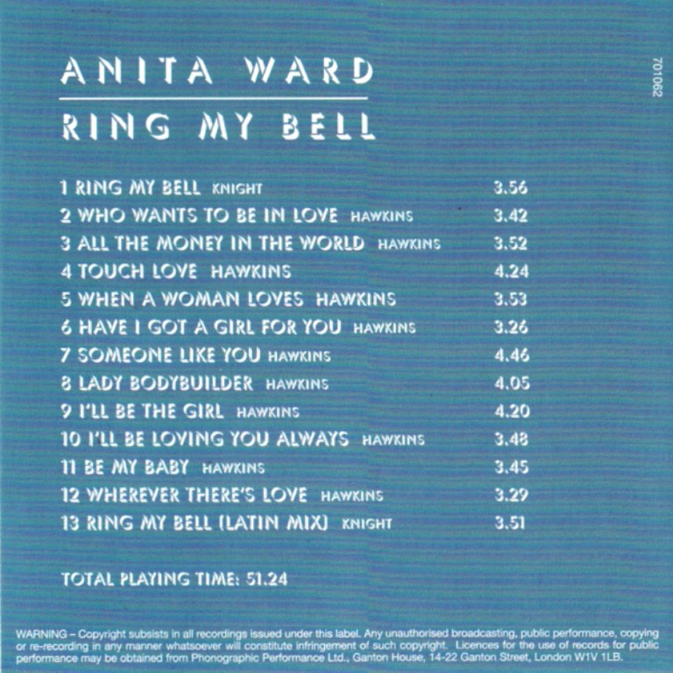 Cartula Interior Frontal de Anita Ward - Ring My Bell (2003)