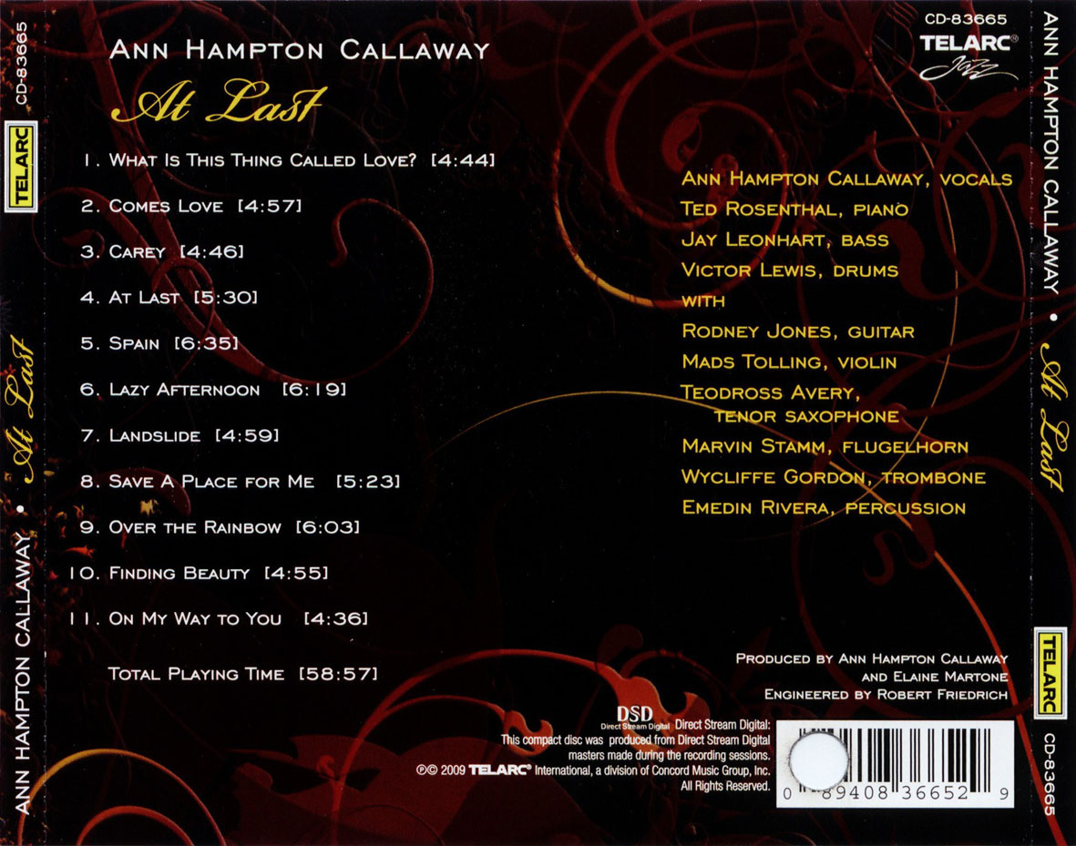 Cartula Trasera de Ann Hampton Callaway - At Last