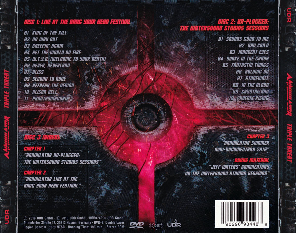 Cartula Trasera de Annihilator - Triple Threat (Deluxe Edition)