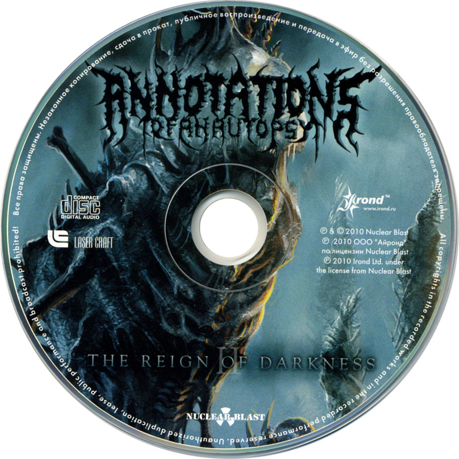 Cartula Cd de Annotations Of An Autopsy - The Reign Of Darkness