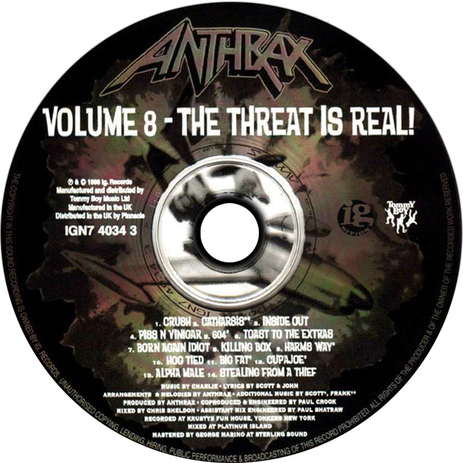 Cartula Cd de Anthrax - Volume 8 - The Threat Is Real