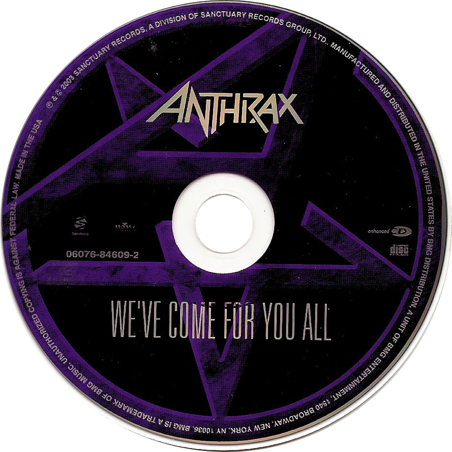 Cartula Cd de Anthrax - We've Come For You All