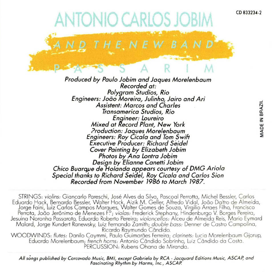 Cartula Interior Frontal de Antonio Carlos Jobim - Passarim