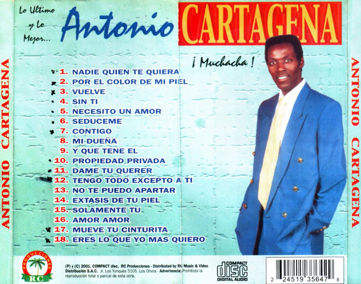 Cartula Trasera de Antonio Cartagena - Muchacha!