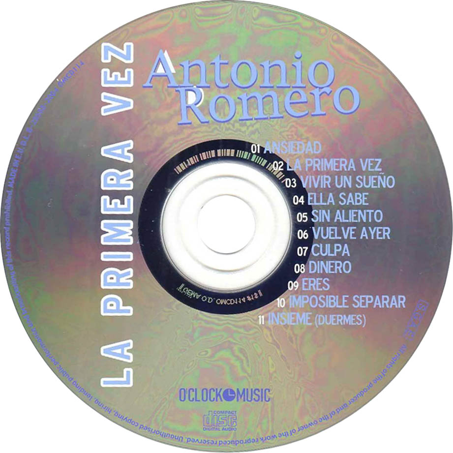 Cartula Cd de Antonio Romero - La Primera Vez