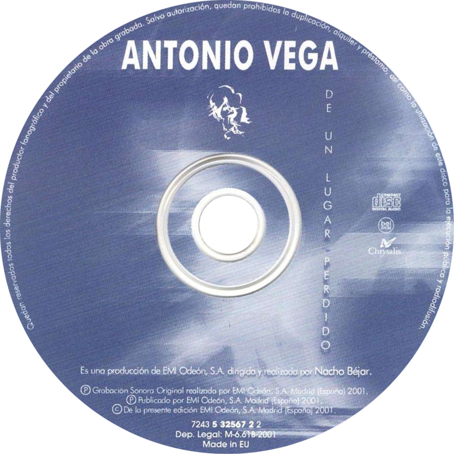 Cartula Cd de Antonio Vega - De Un Lugar Perdido