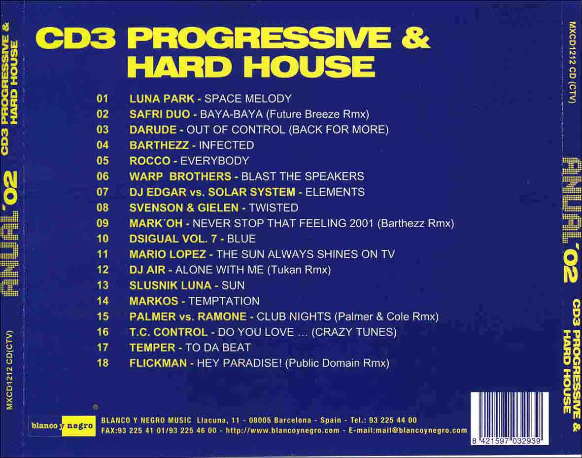 Cartula Trasera de Anual 2002 Cd 3 Progressive