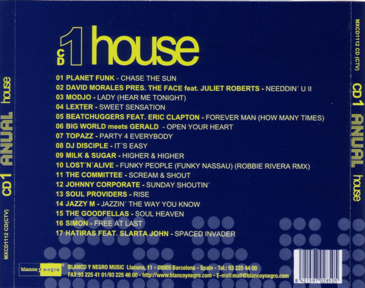 Cartula Trasera de Anual 2001 Cd 1 House