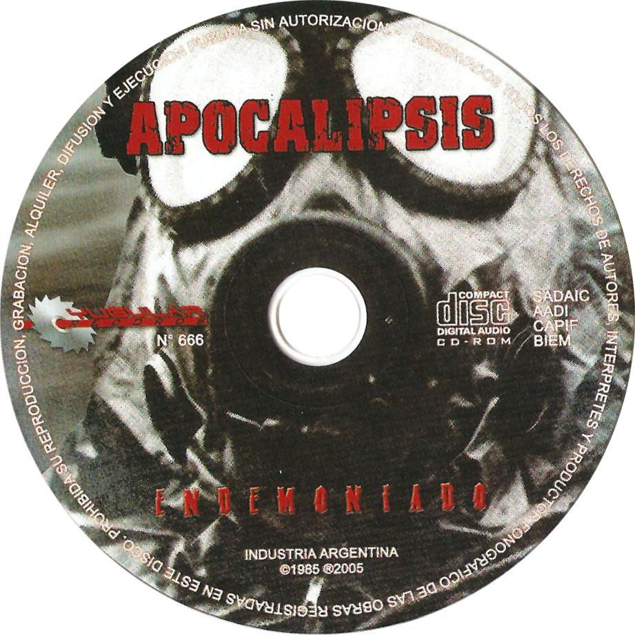 Cartula Cd de Apocalipsis - Endemoniado