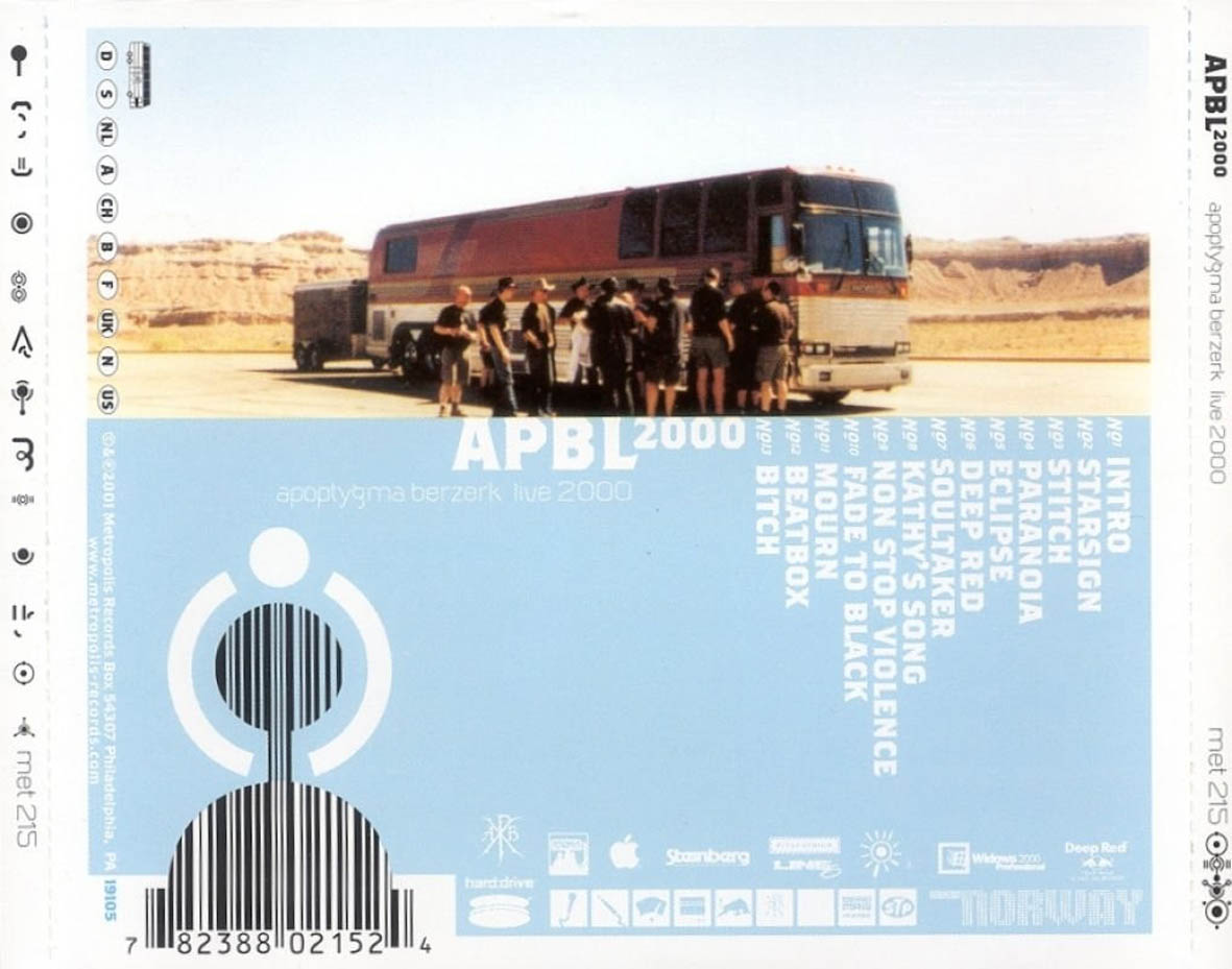 Cartula Trasera de Apoptygma Berzerk - Apbl 2000 Live