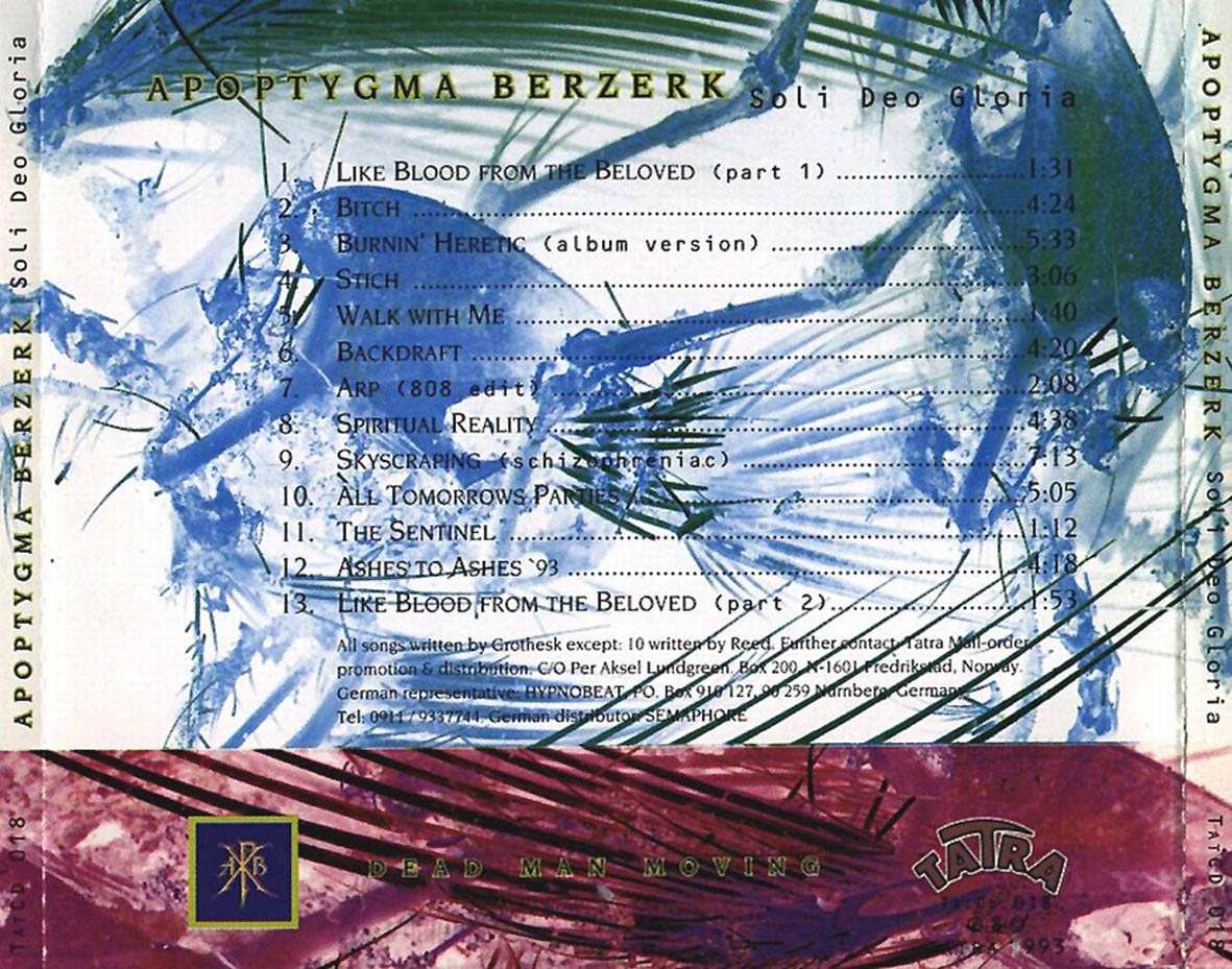Cartula Trasera de Apoptygma Berzerk - Soli Deo Gloria (2002)