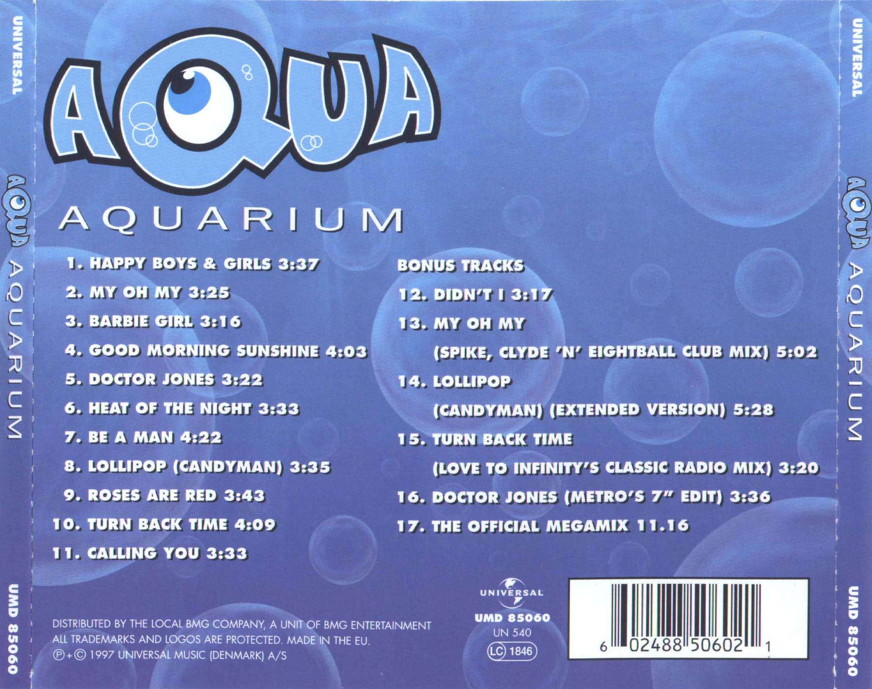 Cartula Trasera de Aqua - Aquarium (Limited Edition)