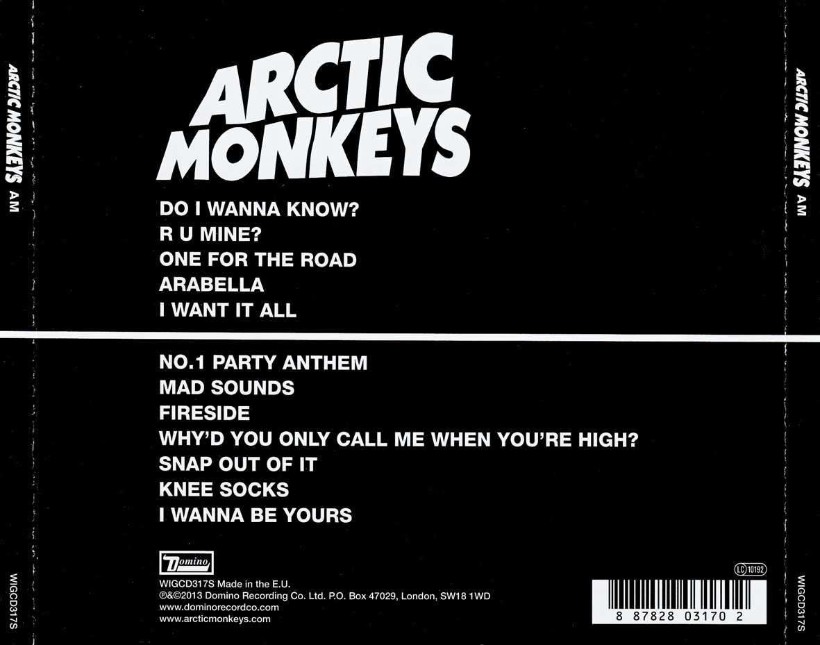 Cartula Trasera de Arctic Monkeys - Am