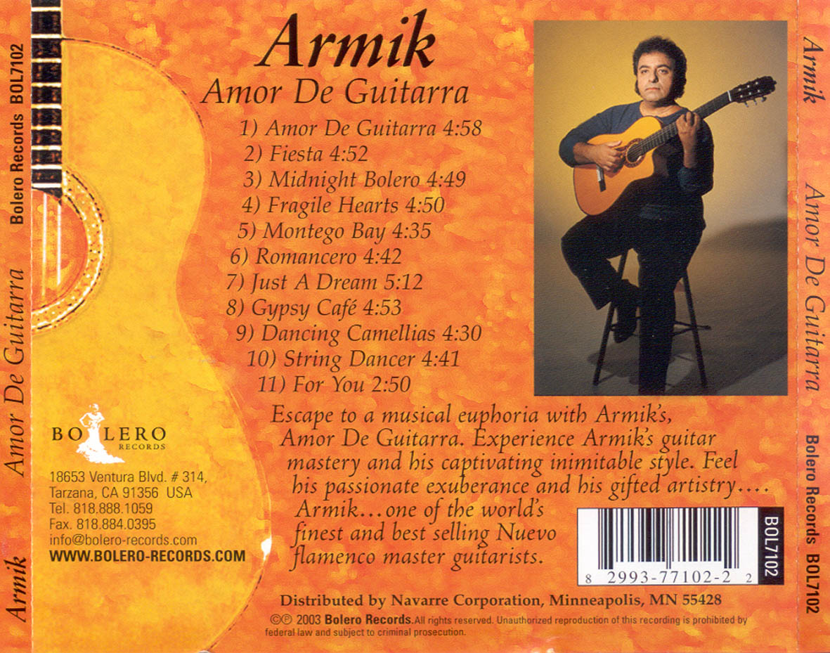 Cartula Trasera de Armik - Amor De Guitarra