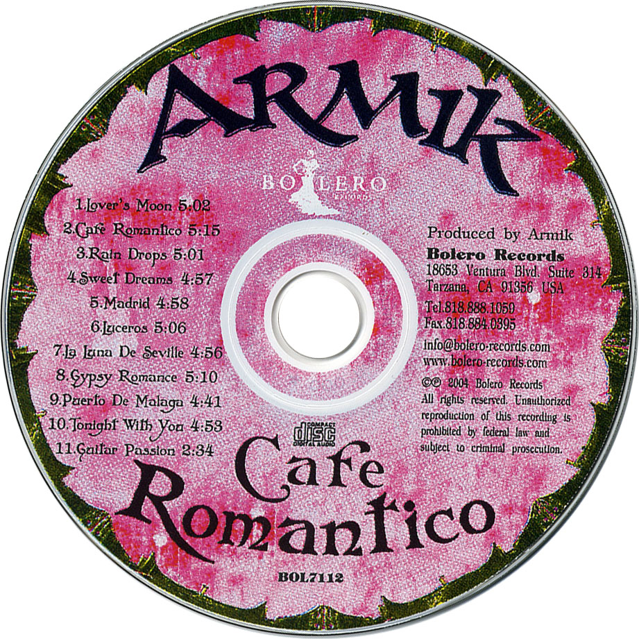 Cartula Cd de Armik - Cafe Romantico