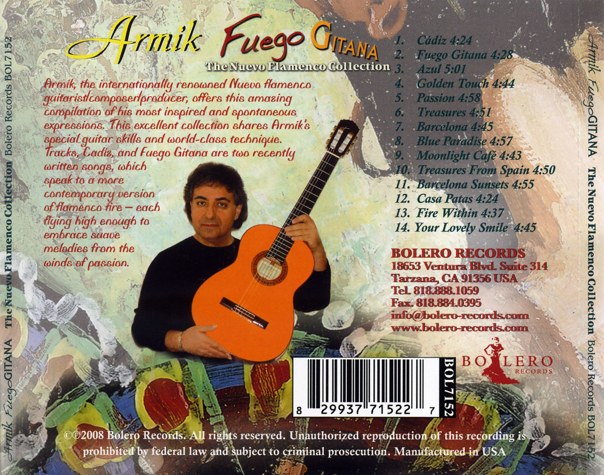 Cartula Trasera de Armik - Fuego Gitana: The Nuevo Flamenco Collection