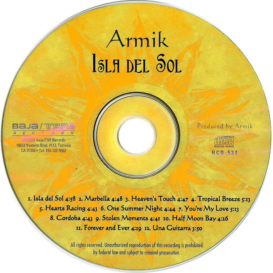 Cartula Cd de Armik - Isla Del Sol