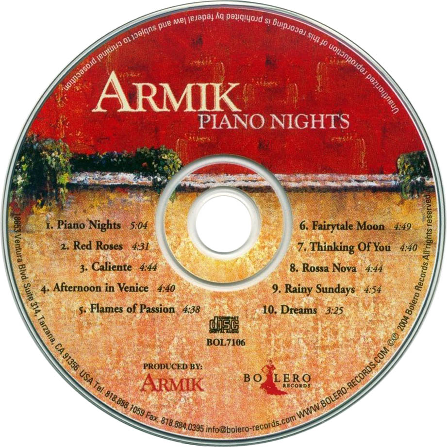 Cartula Cd de Armik - Piano Nights